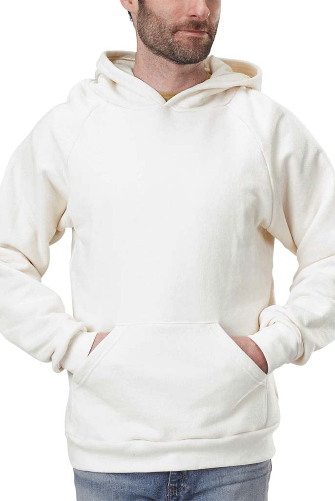 Unisex Organic Cotton Heavywight Fleece Hoodie with Pouch Pocket, Lined Hood, Ribbed cuffs & waistband in Natural Undyed