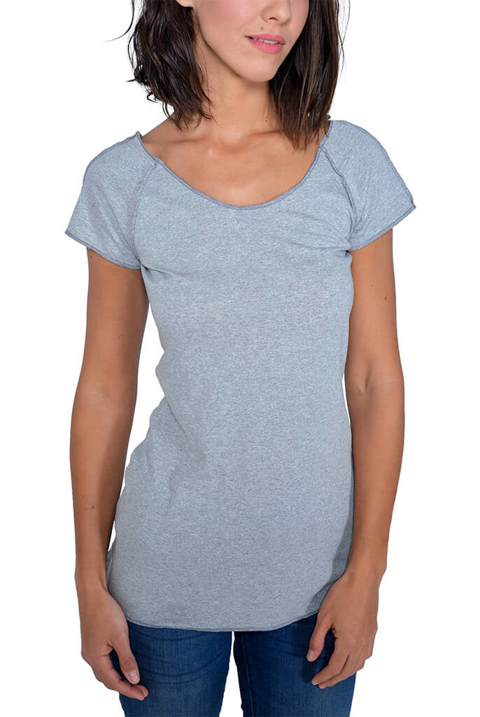 50/50 | Short Sleeve Raw Raglan Tee | Heather Grey | USA Made - Asheville Apparel
