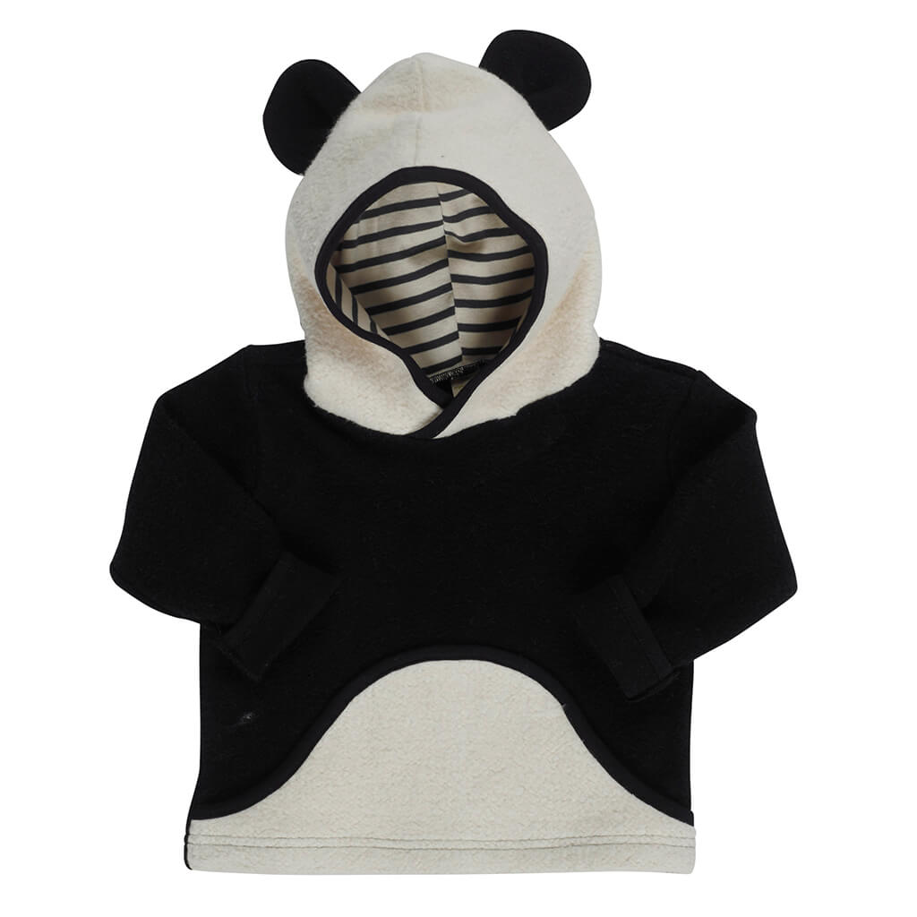 Kids Organic Cotton Fleece Pullover Hoodie - Panda Bear - USA Made - Asheville Apparel