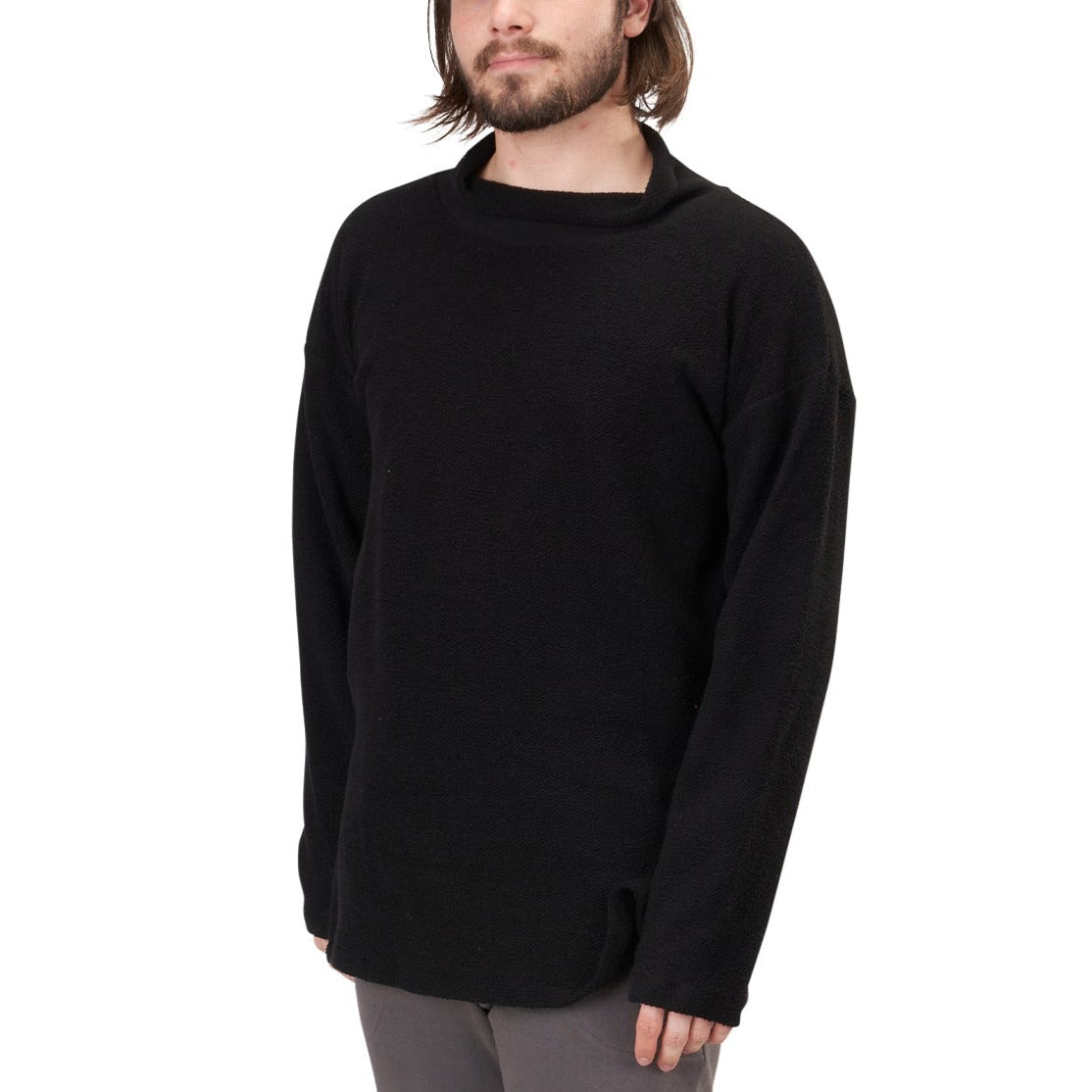Unisex Organic Cotton Terry Weekender Oversized Turtleneck Heavy French Terry Sweatshirt in Black