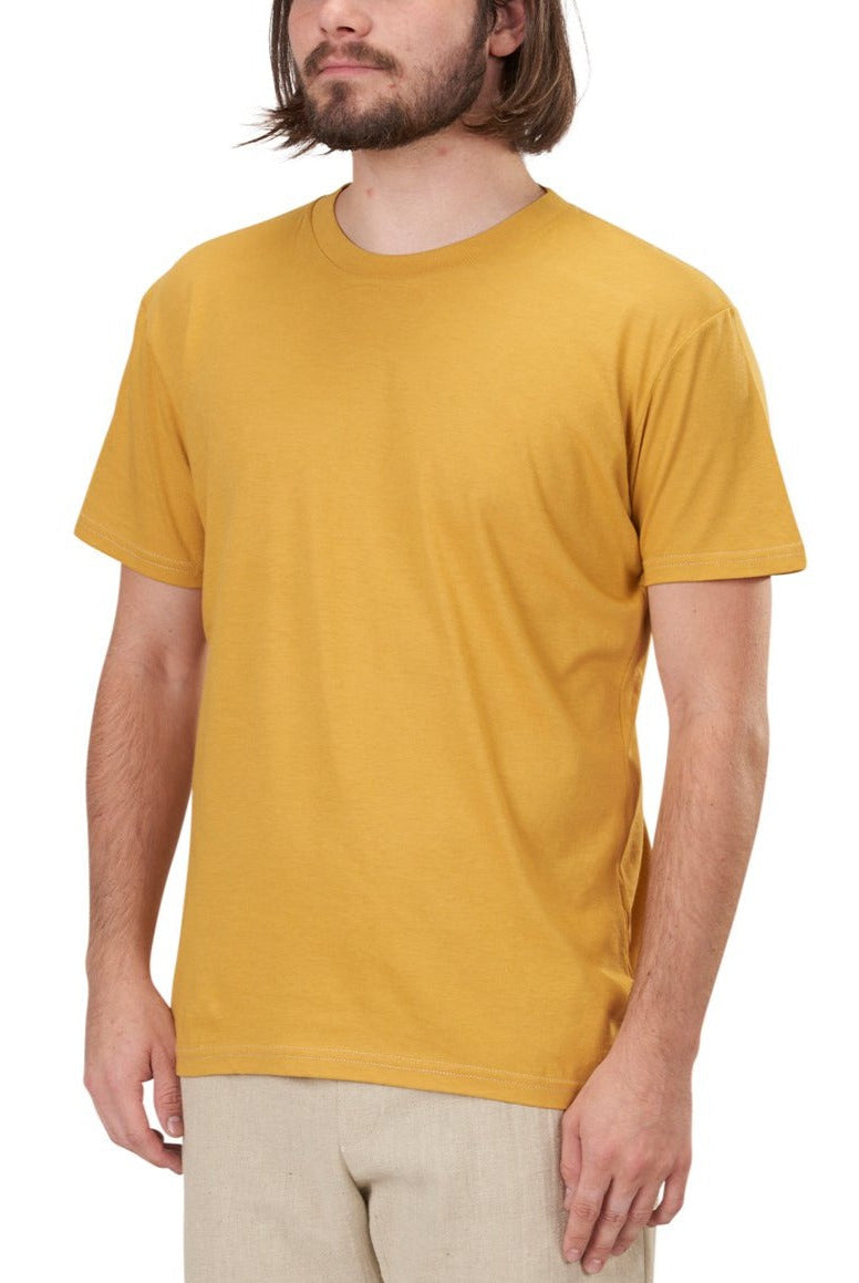 Unisex Tagless Pima Favorite Short Sleeve Ribbed Crewneck Fitted T-Shirt in Honey Yellow