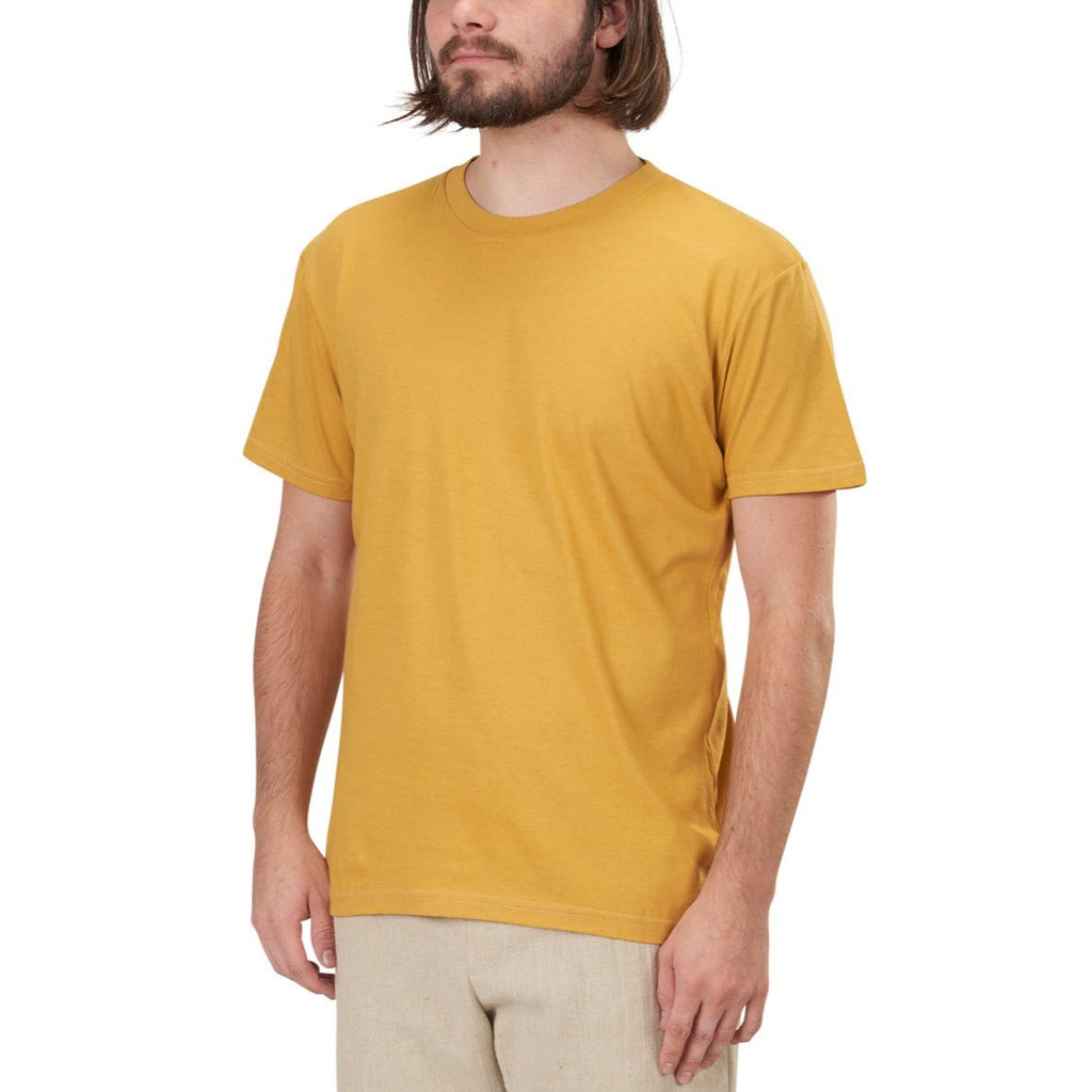 Unisex Tagless Pima Favorite Short Sleeve Ribbed Crewneck Fitted T-Shirt in Honey Yellow