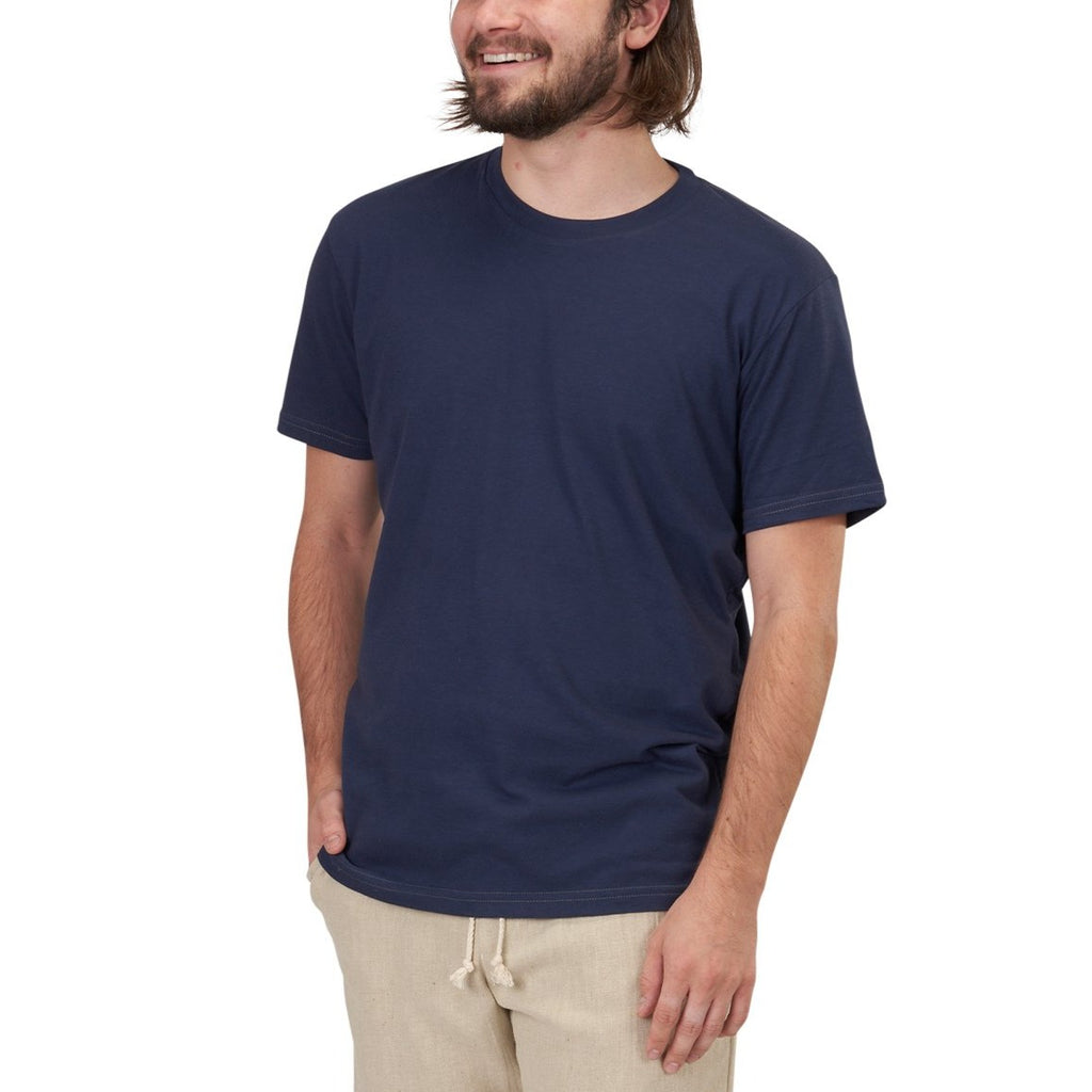 Unisex Tagless Pima Favorite Short Sleeve Ribbed Crewneck Fitted T-Shirt in Marine Blue