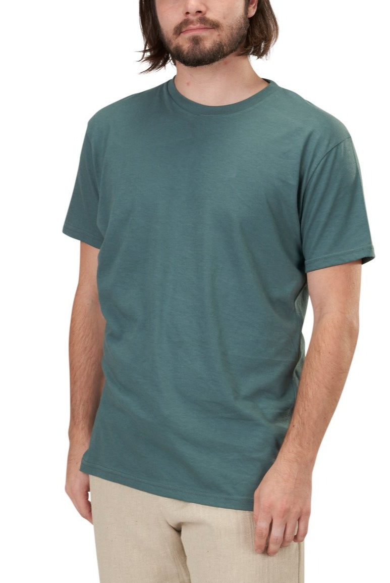 Unisex Tagless Pima Favorite Short Sleeve Ribbed Crewneck Fitted T-Shirt in Solitude Deep Turquoise Blue