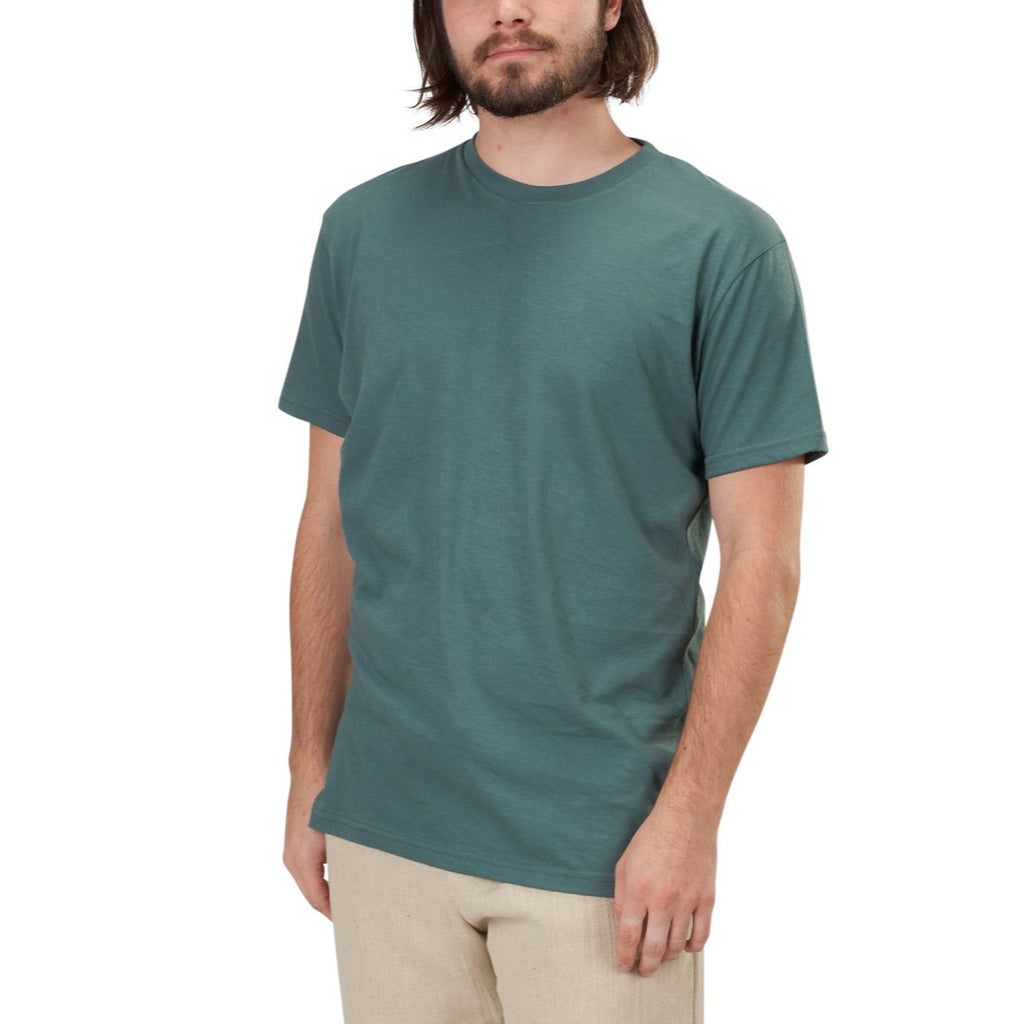 Unisex Tagless Pima Favorite Short Sleeve Ribbed Crewneck Fitted T-Shirt in Solitude Deep Turquoise Blue