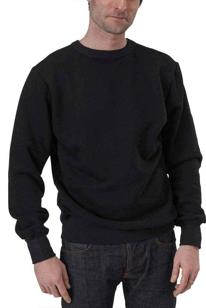Unisex Organic Cotton Heavy French Terry V-Inset Classic Sweatshirt with ribbed cuffs & waistband in Black