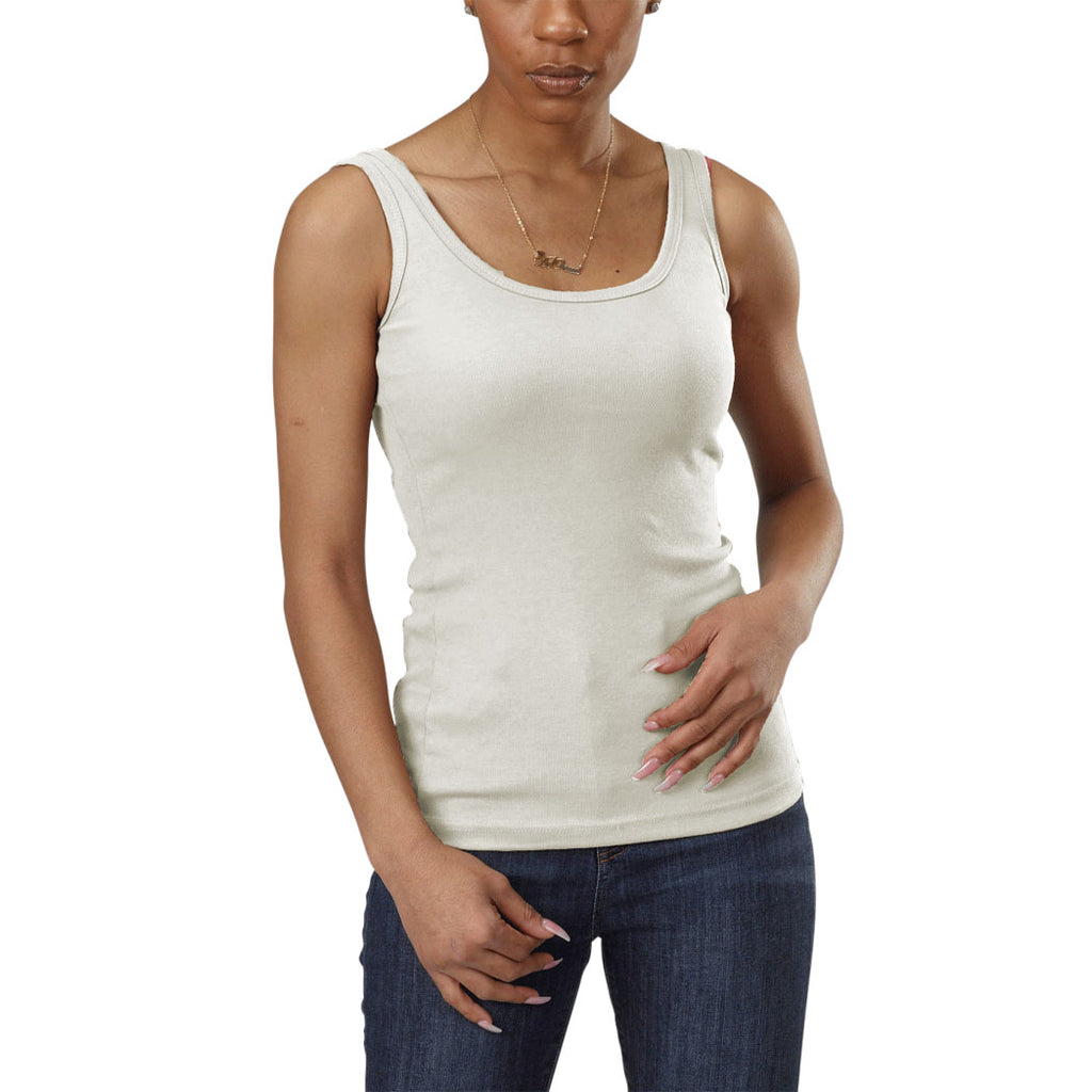 USA Made Organic Cotton Women's Rib Classic Tank in Natural Undyed