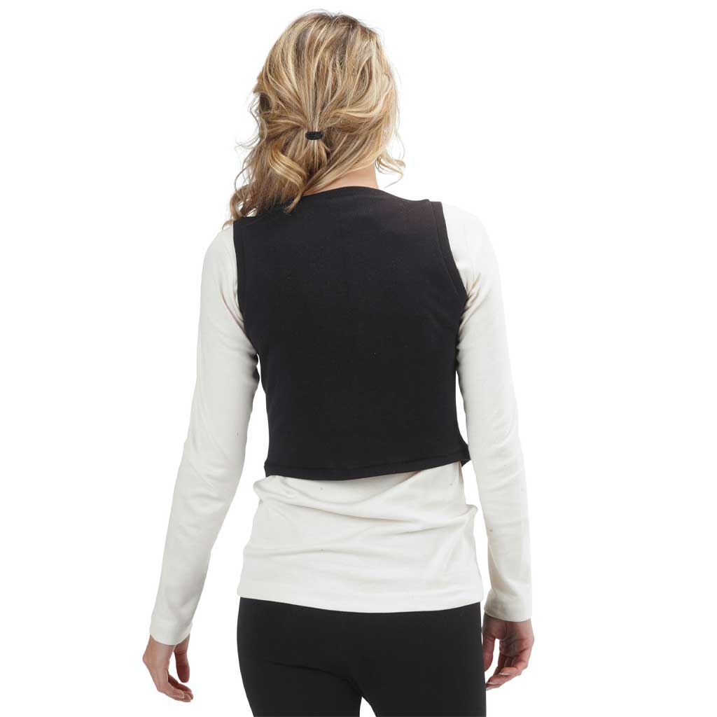 USA Made Organic Cotton Women's Heavyweight French Terry College Street Vest in Black - Back View