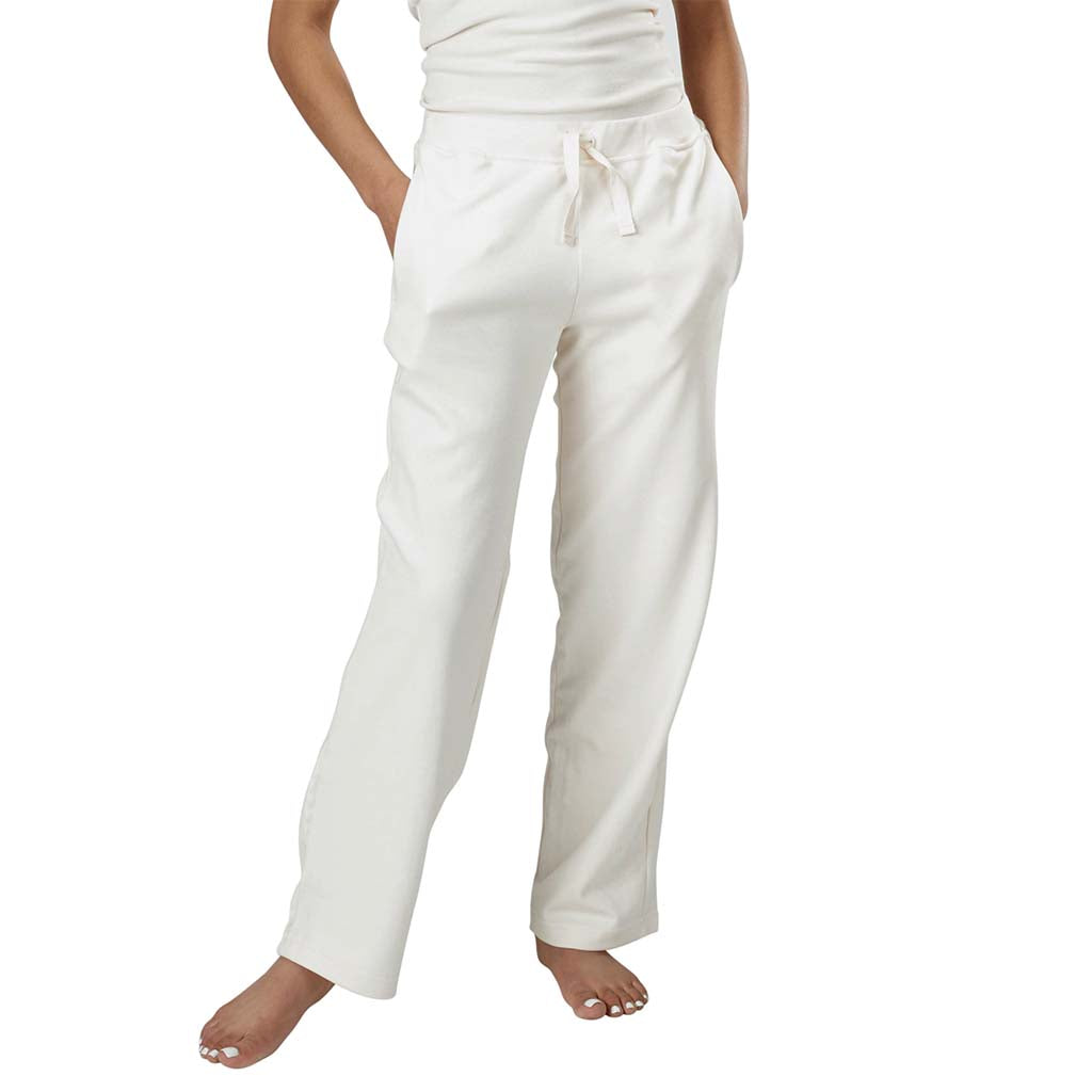 Unisex Organic Cotton Drawstring Lounge Pants with front pockets in Natural Undyed