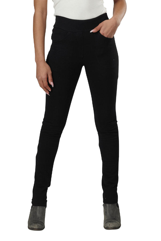 USA Made Organic Cotton Women's Lightweight French Terry Saratoga Pants in Black
