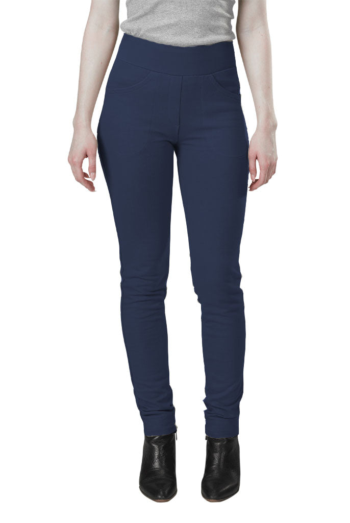 USA Made Organic Cotton Women's Lightweight French Terry Saratoga Pants in Marine