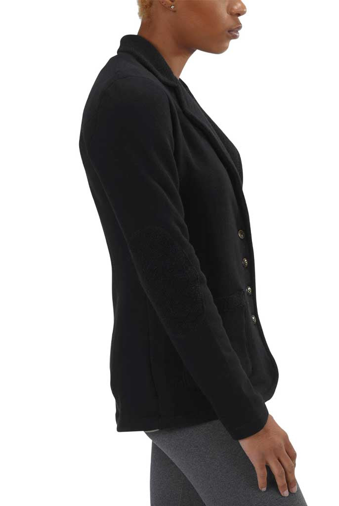 USA Made Organic Cotton Heavyweight French Terry Metro Blazer in Black - Side View