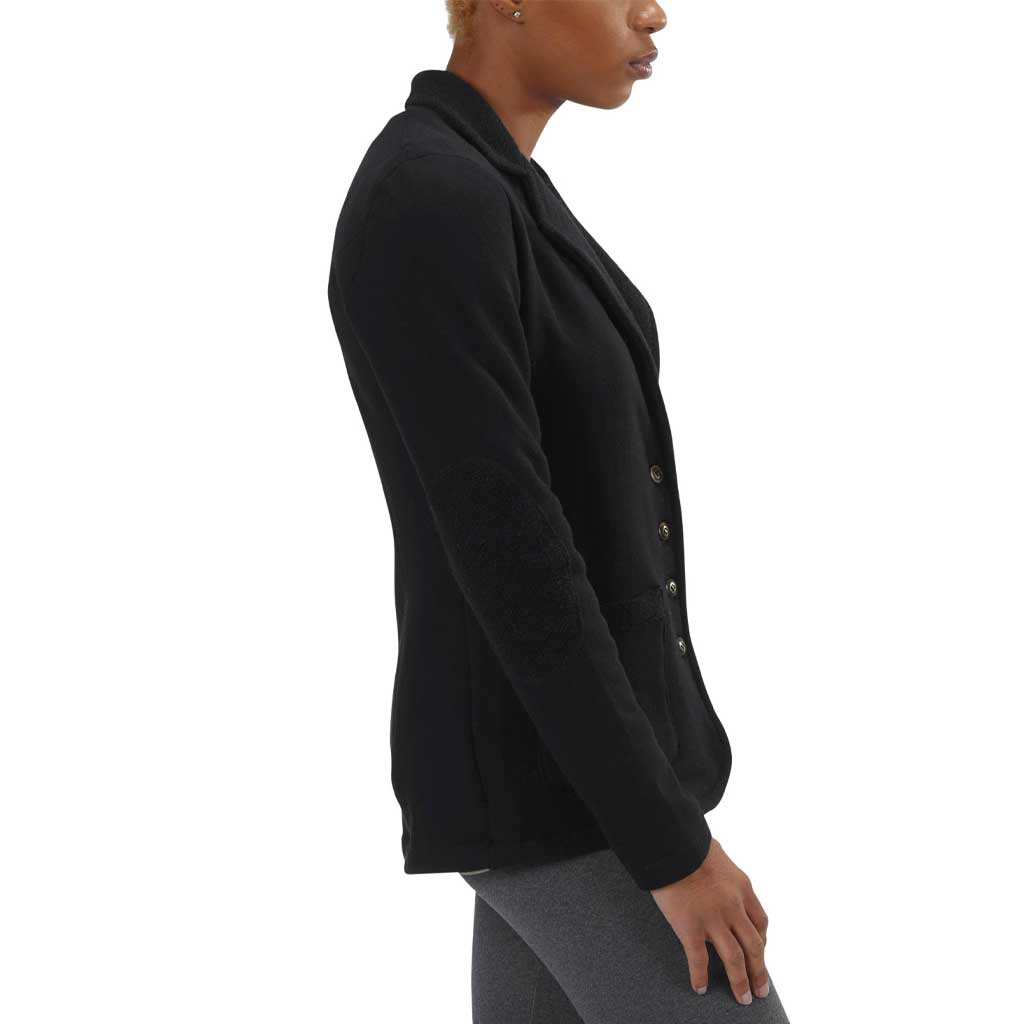 USA Made Organic Cotton Heavyweight French Terry Metro Blazer in Black - Side View