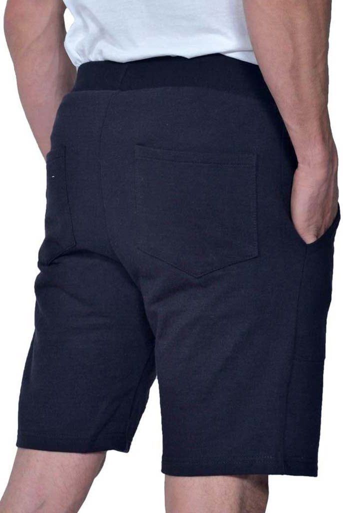 USA Made Organic Cotton Men's Lightweight French Terry Nantucket Shorts in Marine - Back View