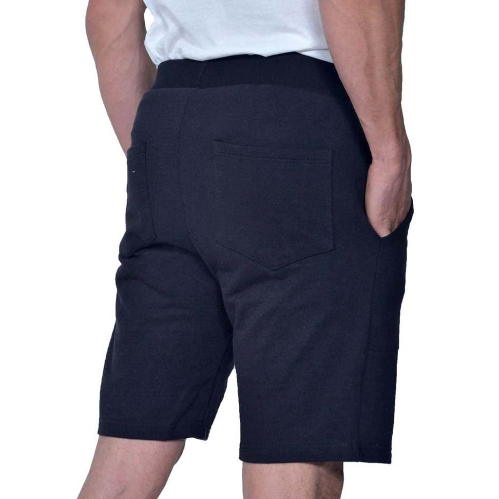 USA Made Organic Cotton Men's Lightweight French Terry Nantucket Shorts in Marine - Back View