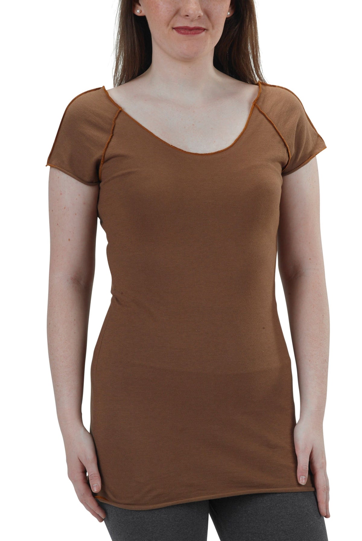 Organic Cotton | Short Sleeve Raw Raglan Tee | Mocha | USA Made - Asheville Apparel