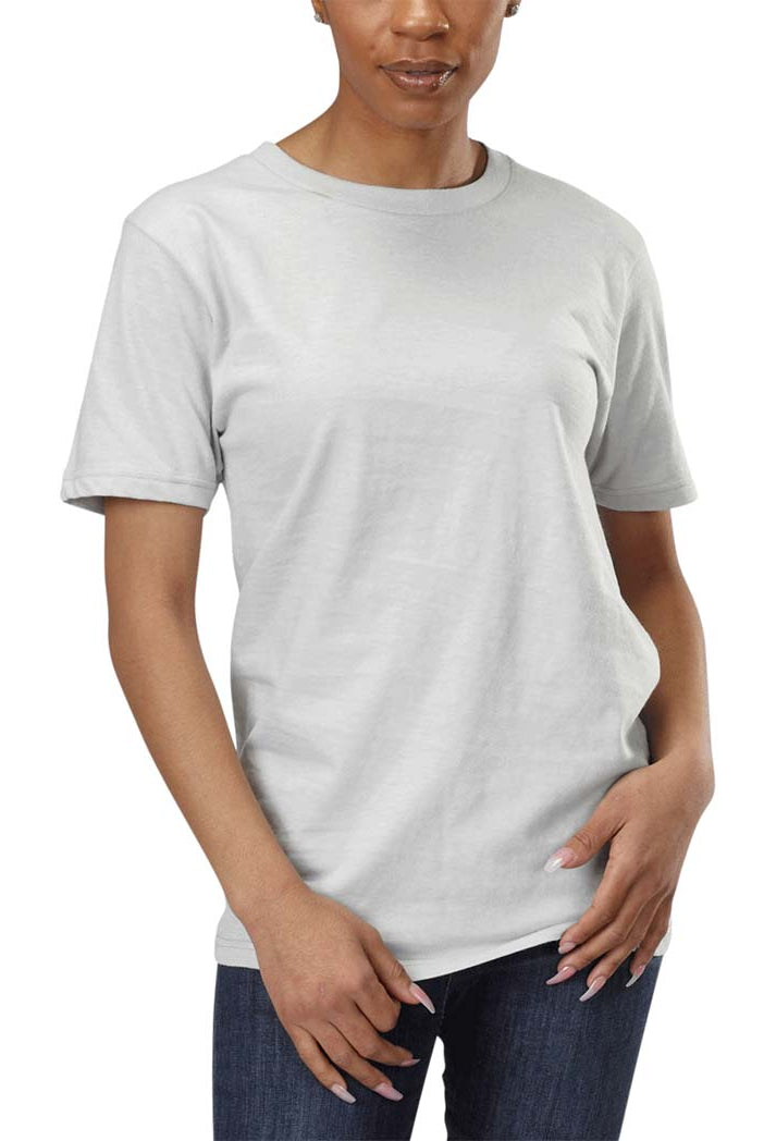 Unisex Organic Cotton Short Sleeve Classic Boxy Fit Ribbed Crewneck T-Shirt in Collegiate Light Greyish Blue