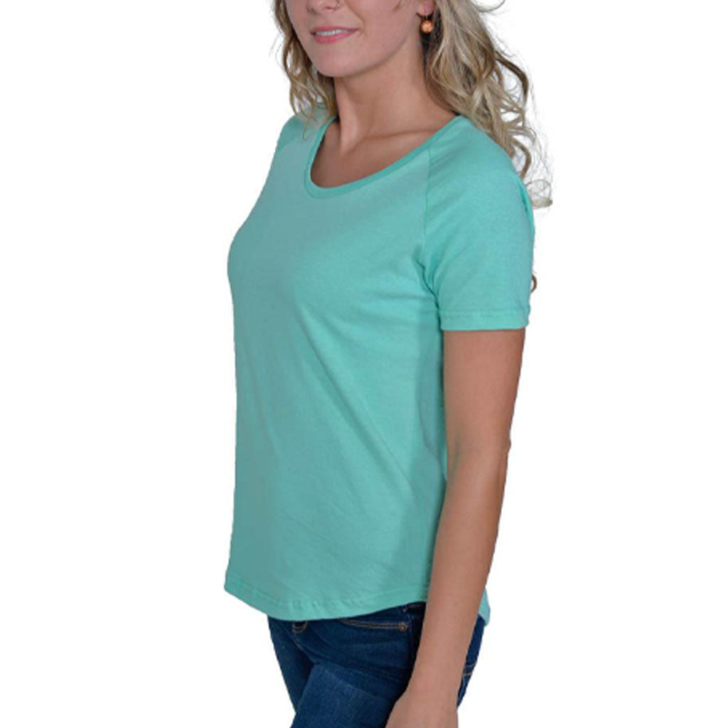 USA Made Organic Cotton Women's Raglan Sleeve Relaxed T-Shirt in Seafoam Green