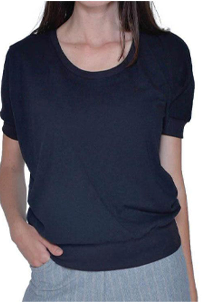USA Made Organic Cotton Women's Short Sleeve Dolman Willow Tee in Black