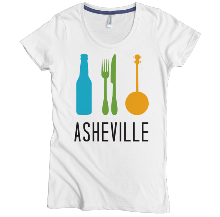 USA Made Organic Cotton Women's Natural Undyed Short Sleeve Favorite Crewneck Graphic Tee with Beer Food Banjo AshevilleDesign
