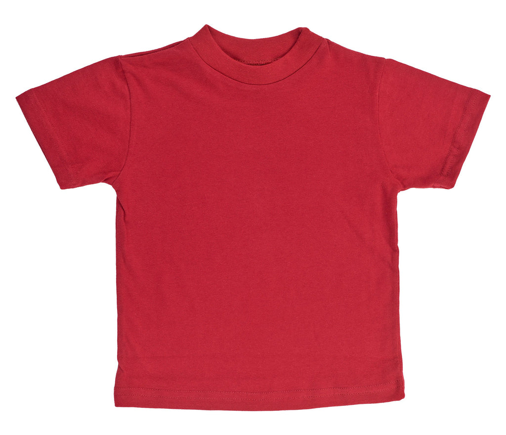 Kid's Organic Cotton Short Sleeve Crewneck Tee - Cranberry Red - USA Made - Asheville Apparel