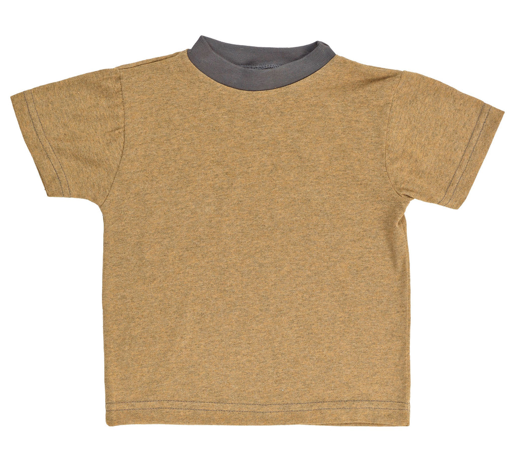 Kid's 50/50 Short Sleeve Ringer Tee - Honey Heather - USA Made - Asheville Apparel