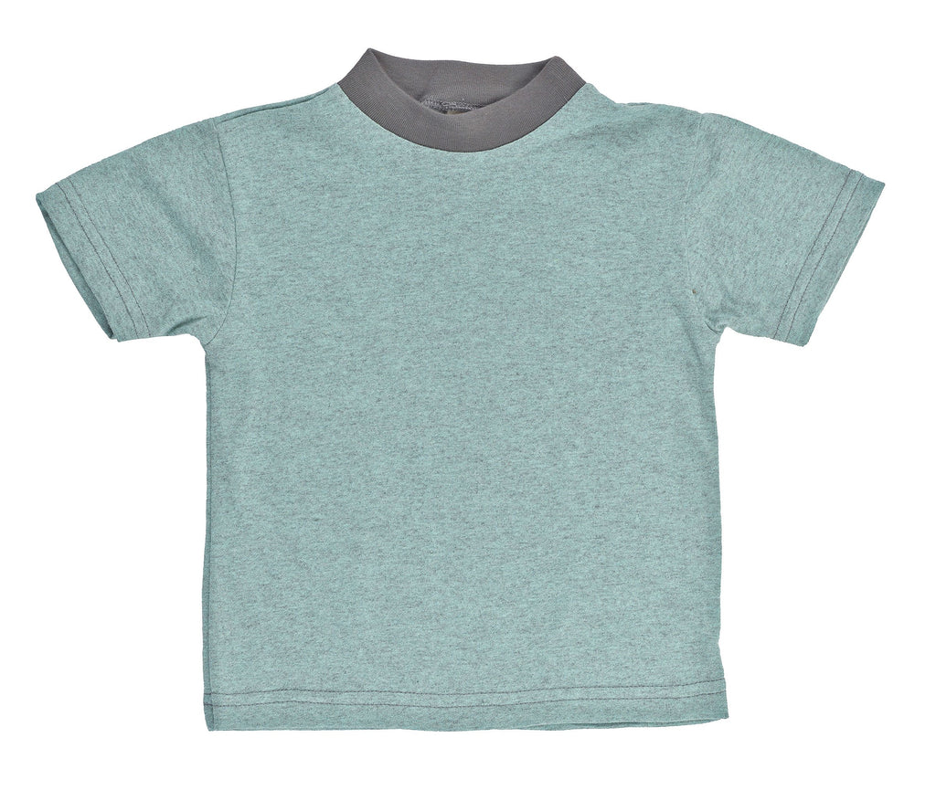 Kid's 50/50 Short Sleeve Ringer Tee - Seafoam Heather - USA Made - Asheville Apparel