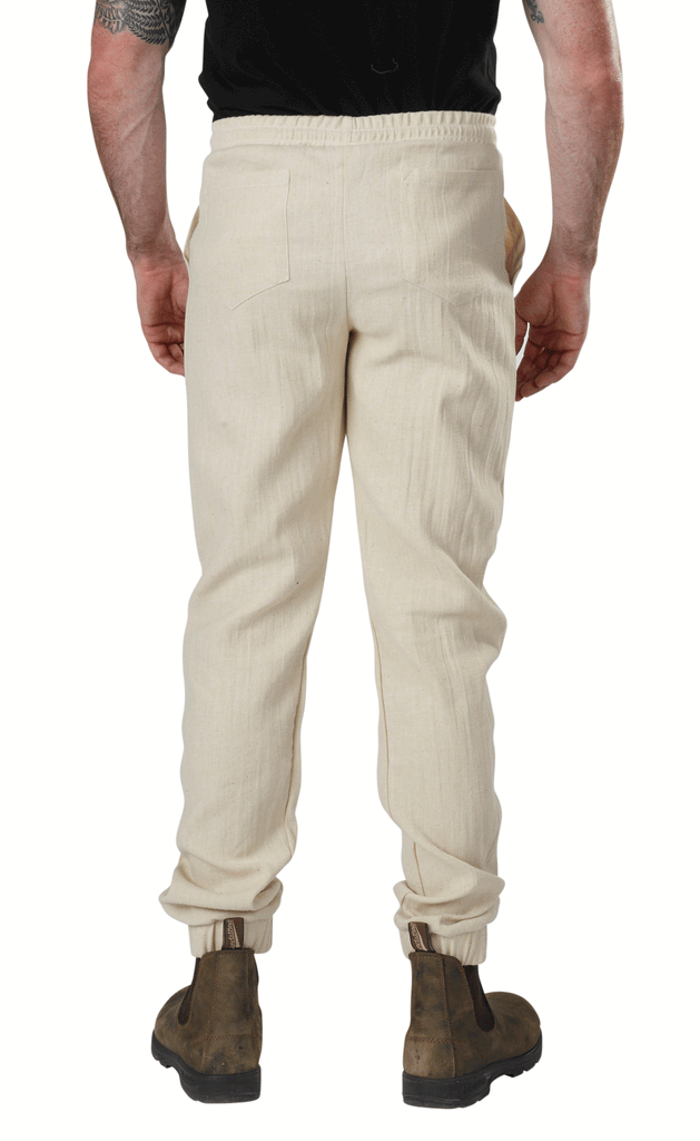 Organic Cotton Woven Jogger Pants | Natural | USA Made - Asheville Apparel