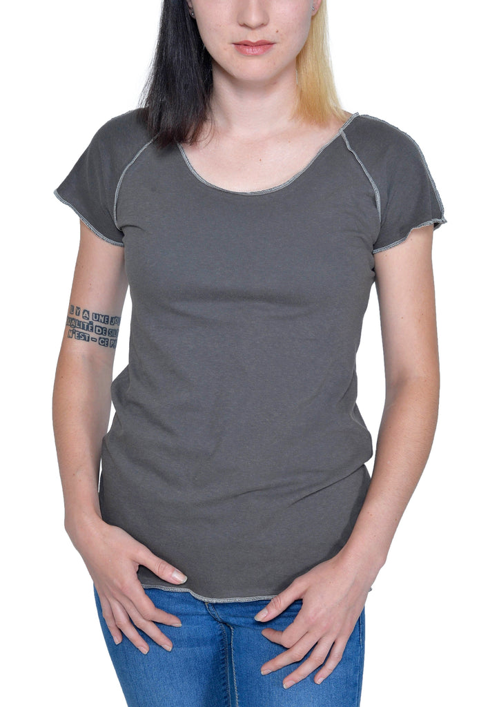 Organic Cotton | Short Sleeve Raw Raglan Tee | Graphite | USA Made - Asheville Apparel