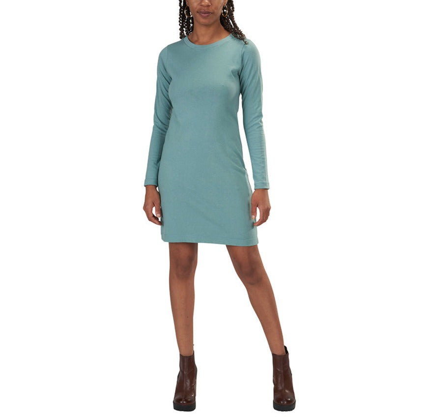 t shirt dress with long sleeves Sleeve Crewneck T-Shirt XS / Smokey Teal New Arrivals Products perfect for winter layering Lavender Bridesmaid Dress, Short Color:Same as photo