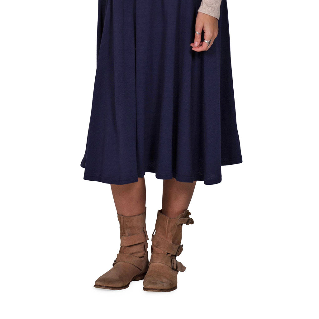 Organic Cotton A-Line Gore Skirt with Pockets in Marine