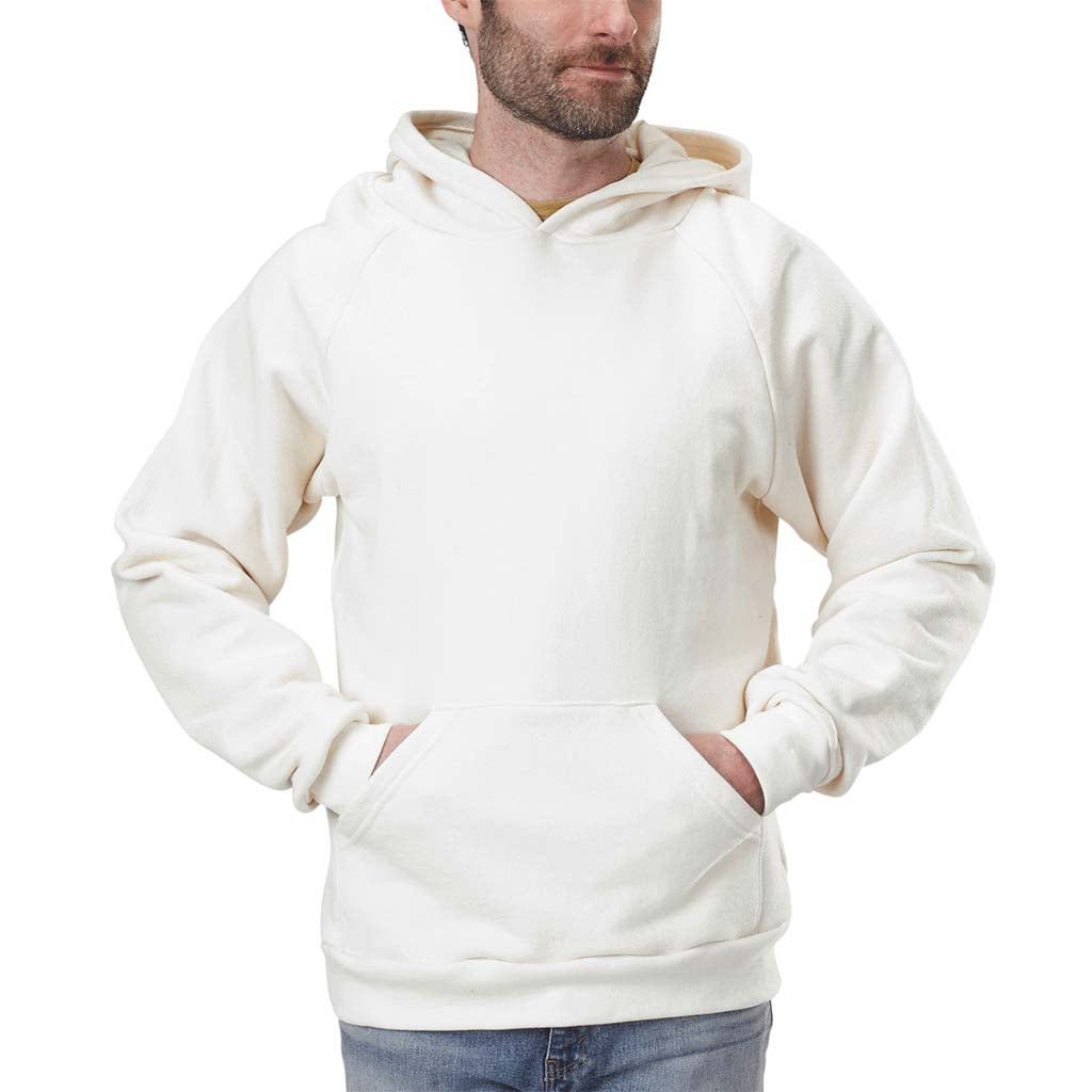 Unisex Organic Cotton Heavywight Fleece Hoodie with Pouch Pocket, Lined Hood, Ribbed cuffs & waistband in Natural Undyed