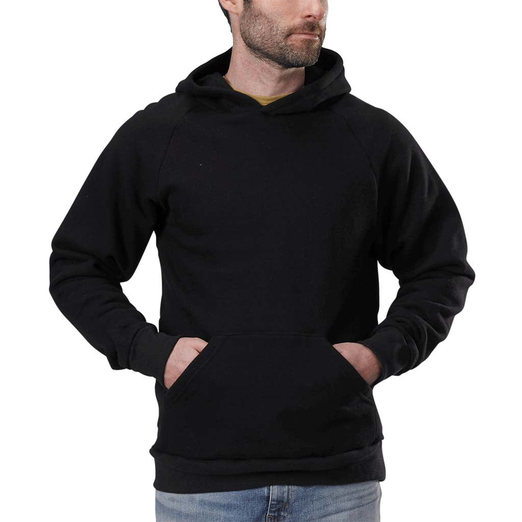 Unisex Organic Cotton Heavywight Fleece Hoodie with Pouch Pocket, Lined Hood, Ribbed cuffs & waistband in Black