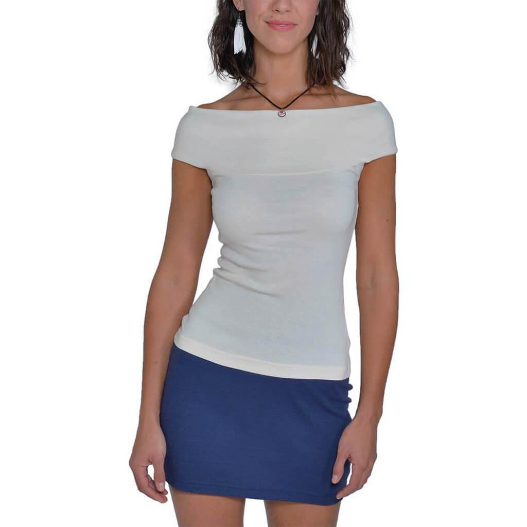 USA Made Organic Cotton Short Andy Rib Pencil Skirt in Marine