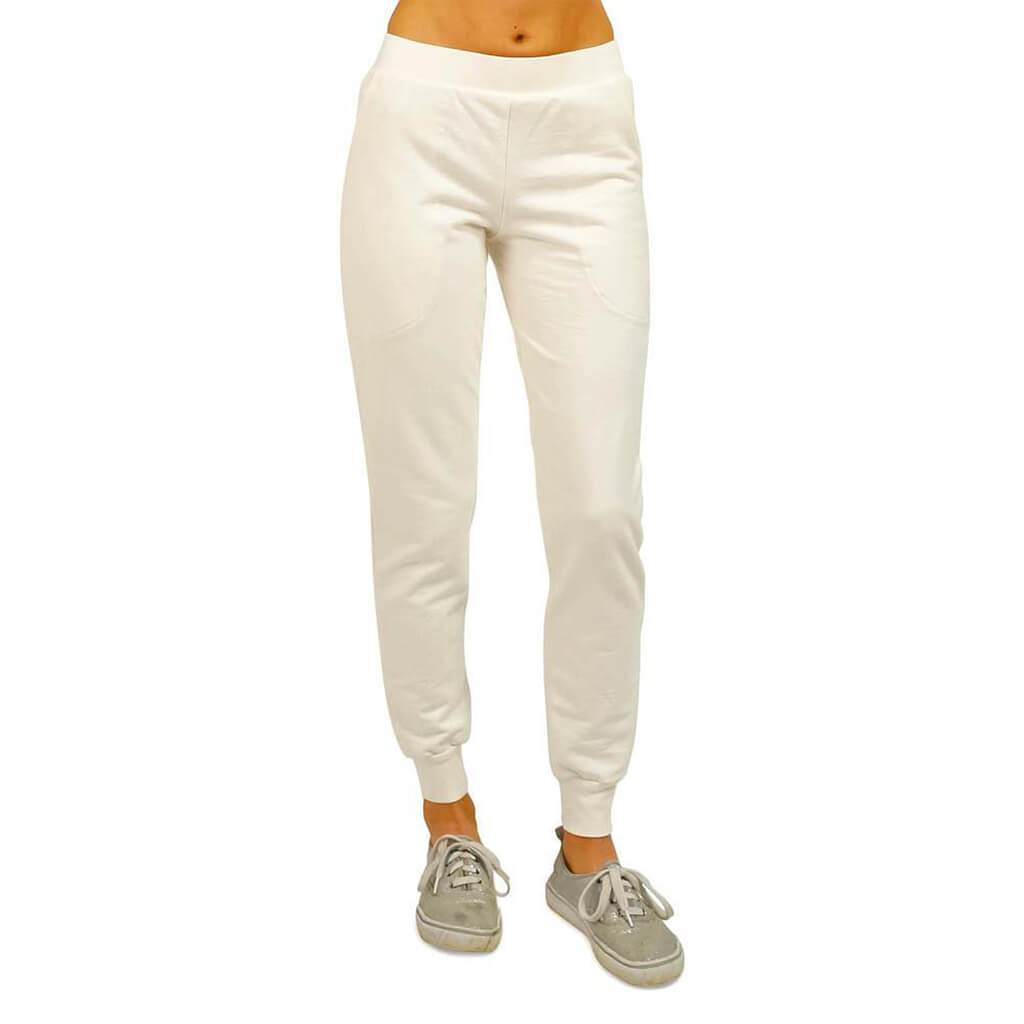 USA Made Organic Cotton Women's Jogger Sweatpants in Natural Undyed