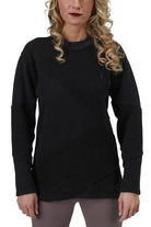 Unisex Organic Cotton Asymmetrical Heavy French Terry Crewneck Sweatshirt in Black 