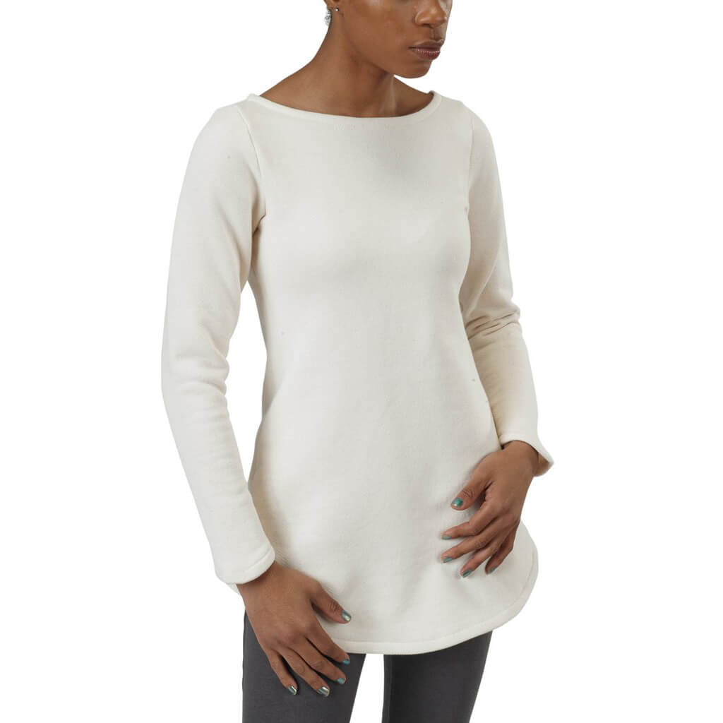 Women's Organic Cotton Long Sleeve Maddi Tunic Sweatshirt in Natural Undyed