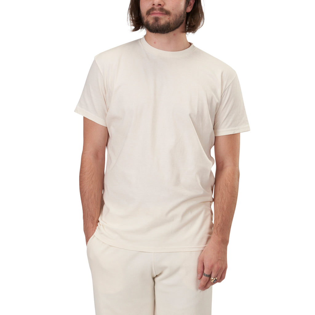 USA Made Organic Cotton Men's Favorite Crewneck Fitted T-Shirt in Natural Undyed