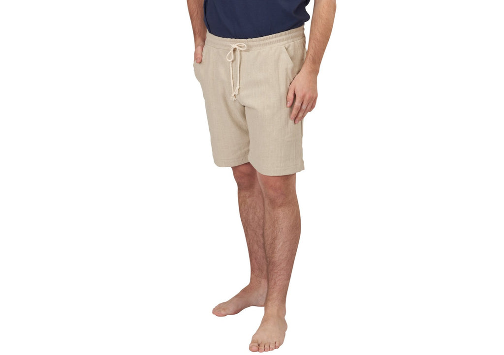 USA Made Organic Color Grown Cotton Men's Drawstring Haywood Shorts in Light Brown