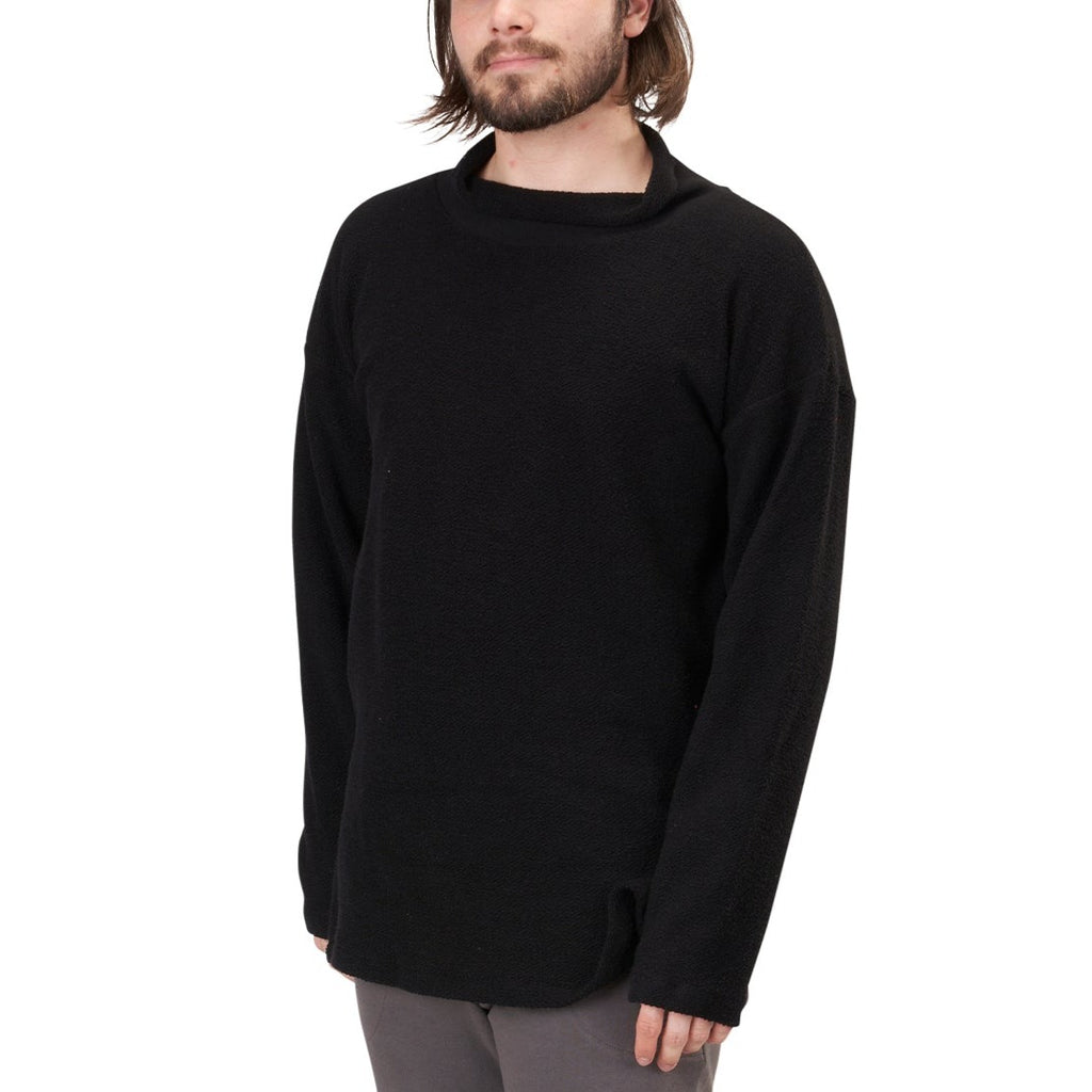 Unisex Organic Cotton Terry Weekender Oversized Turtleneck Heavy French Terry Sweatshirt in Black