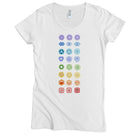USA Made Organic Cotton Women's Natural Undyed Short Sleeve Favorite Crewneck Graphic Tee with Chakras Design