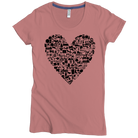 USA Made Organic Cotton Women's Dusty Pink Short Sleeve Favorite Crewneck Graphic Tee with Hipster Heart Design