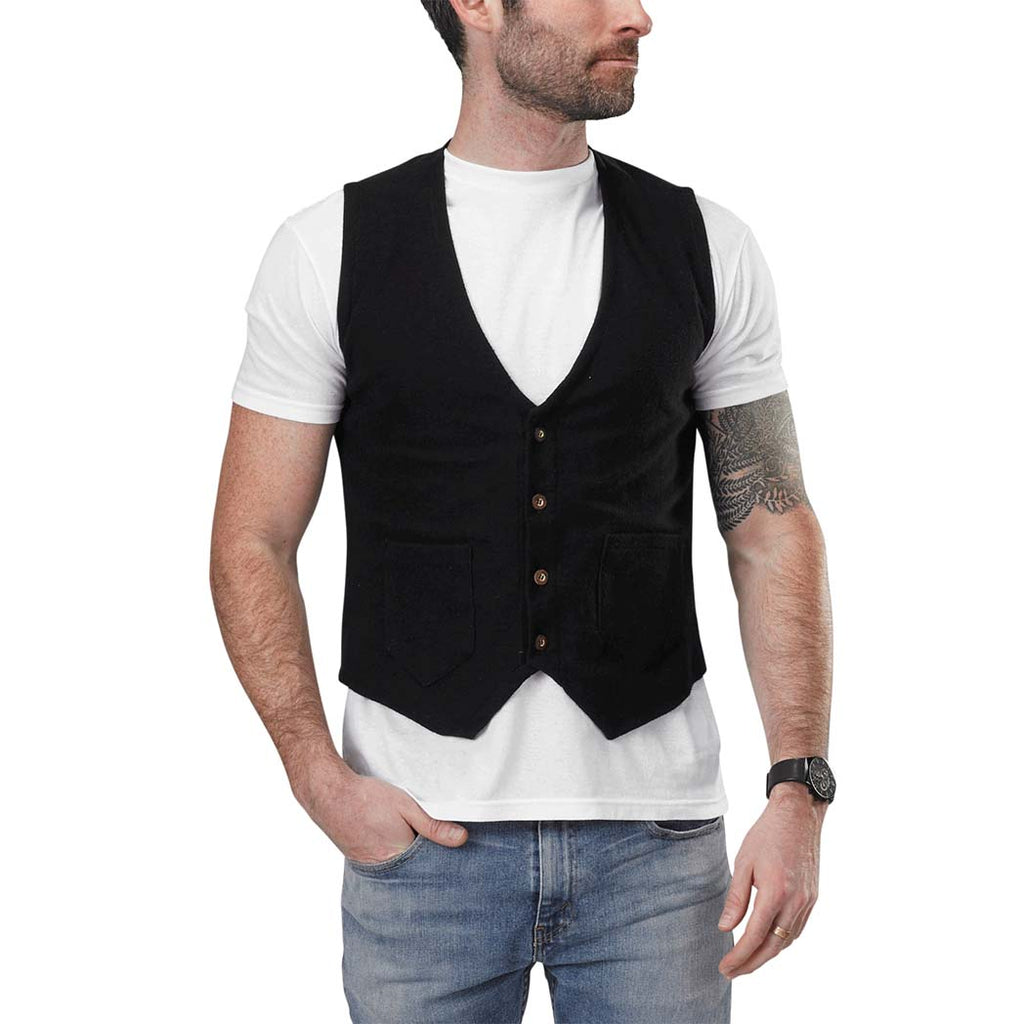 USA Made Organic Cotton Men's Vanderbilt Vest in Black