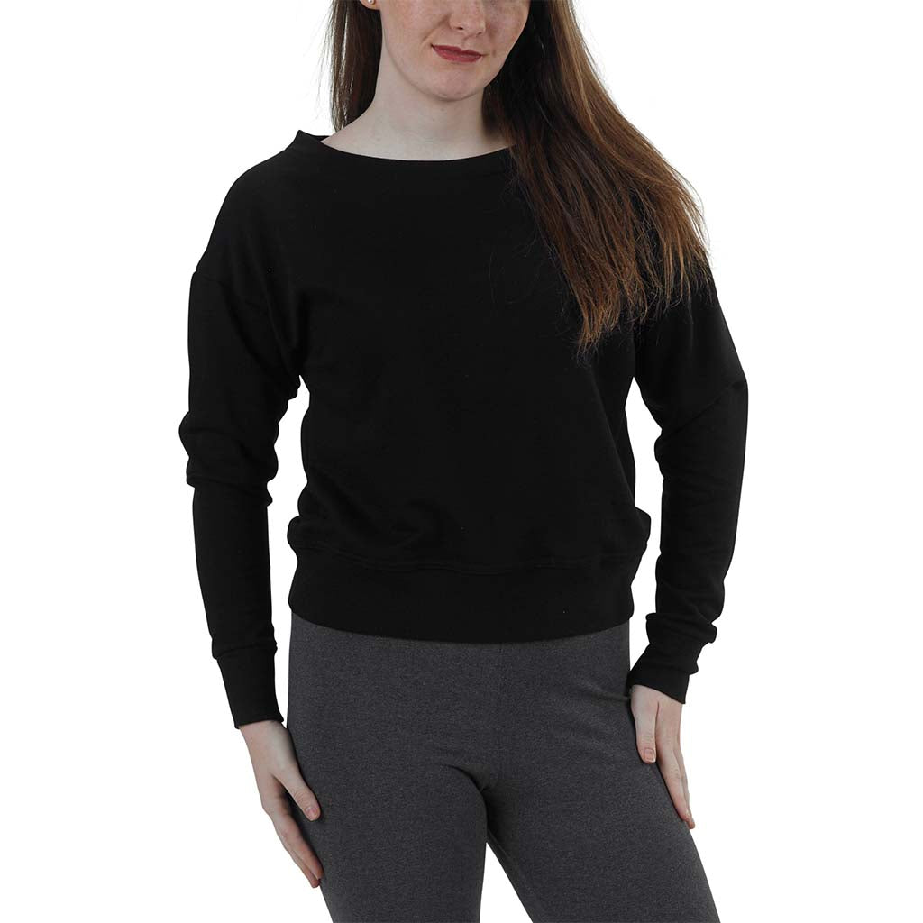 USA Made Organic Cotton Cropped Lulu Sweatshirt Pullover in Black
