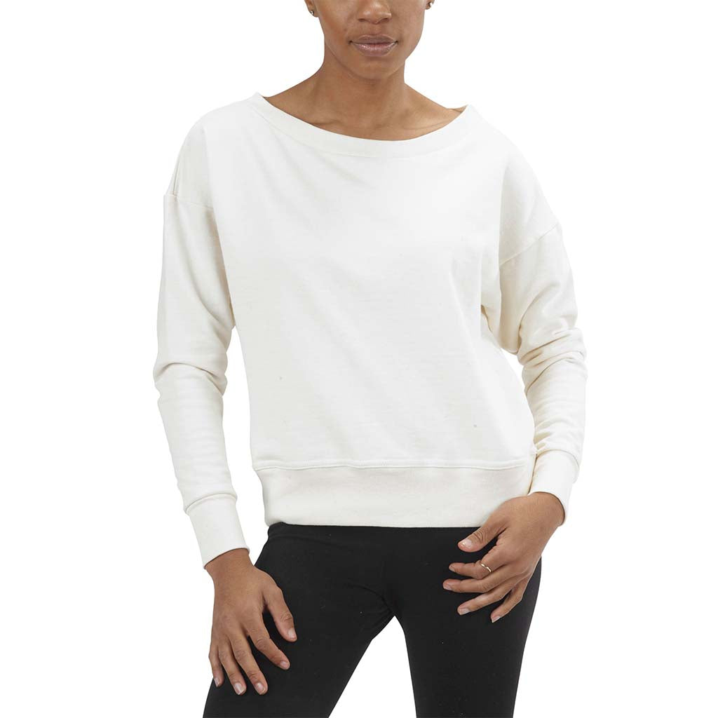 USA Made Organic Cotton Cropped Lulu Sweatshirt Pullover in Natural Undyed