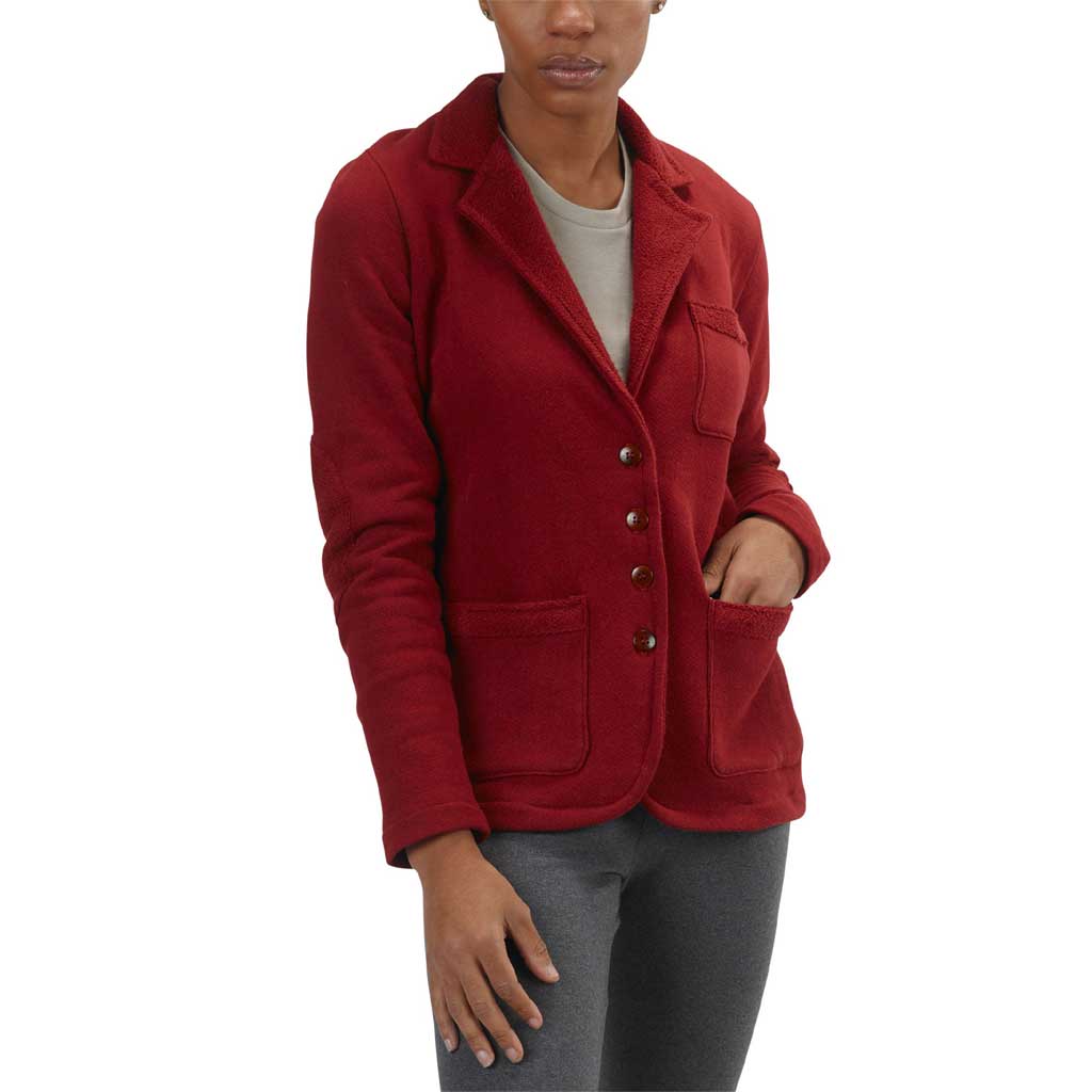 USA Made Organic Cotton Heavyweight French Terry Metro Blazer in Syrah Deep Red