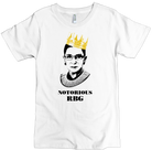 USA Made Organic Cotton Women's White Short Sleeve Favorite Crewneck Graphic Tee with Notorious RBG Design