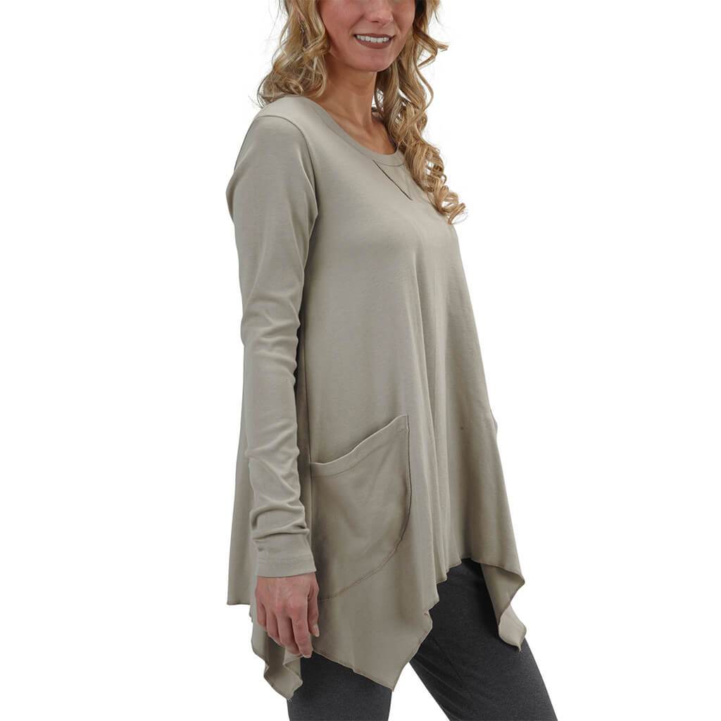 Organic Cotton Long Sleeve Tunic Tee, USA Made Long Sleeve Tunic Tee –  Spiritex