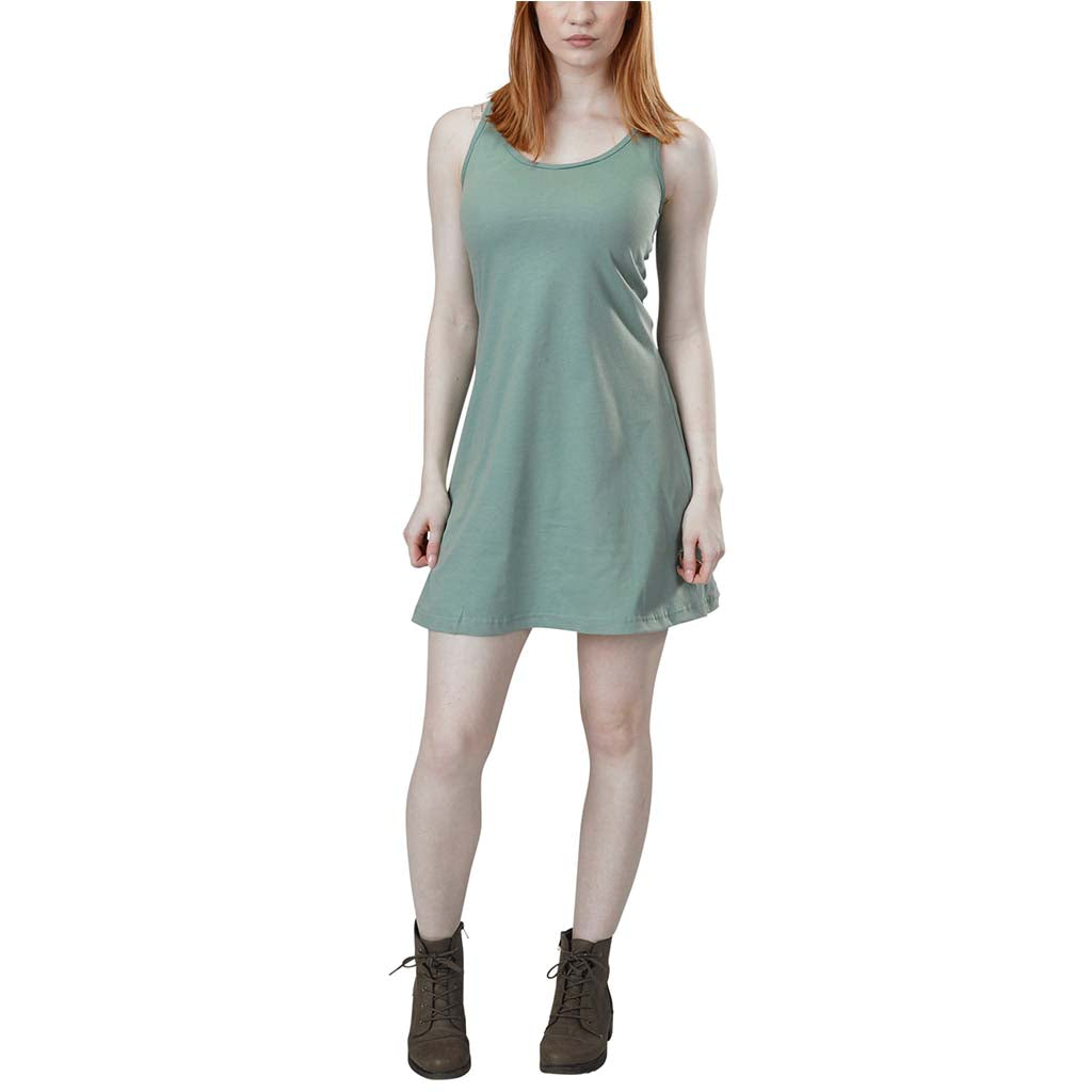 Organic Cotton Racer Back Tank Mini Dress in Smokey Teal