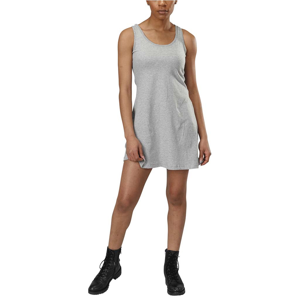 Organic Cotton Racer Back Tank Mini Dress in Heather Grey